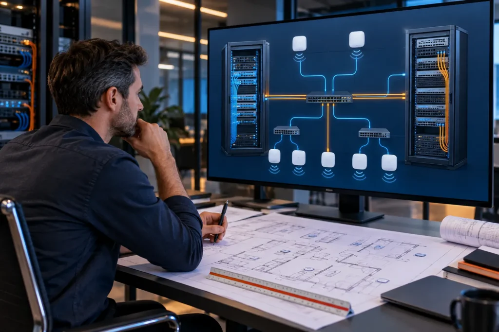 Conception d’une architecture réseau informatique à partir des plans du bâtiment
