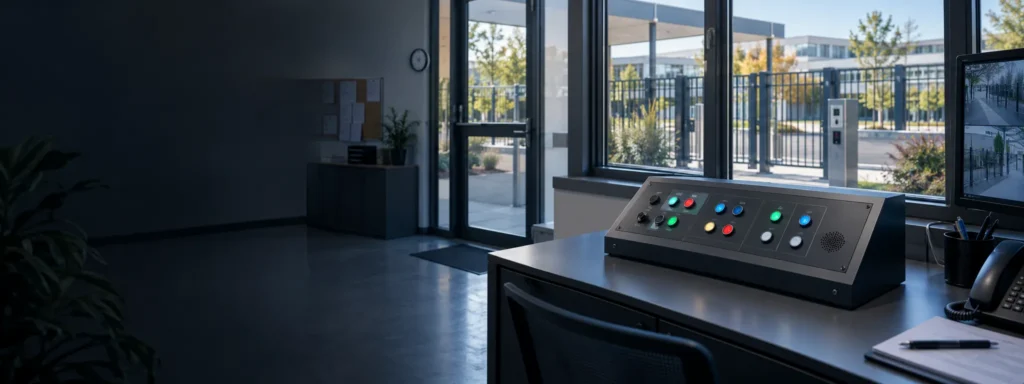 Pupitre de commande pour portail et contrôle des accès dans un collège