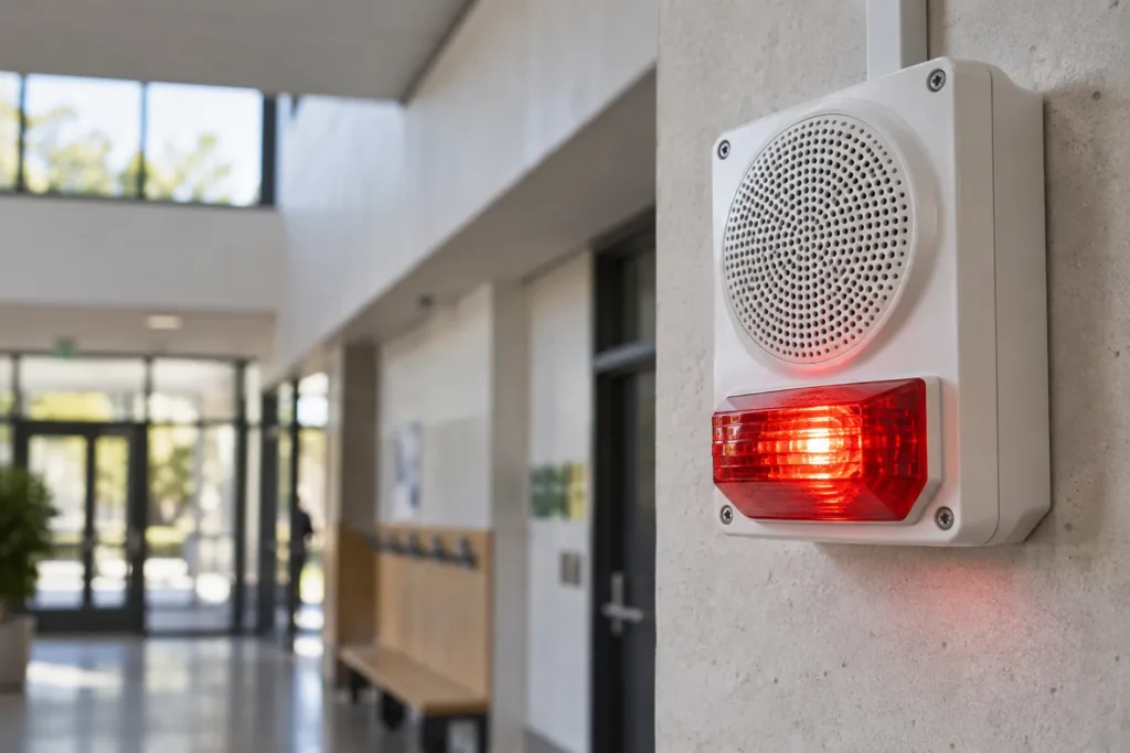 Avertisseur PPMS avec haut-parleur et flash lumineux rouge